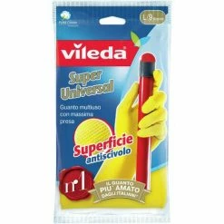 VILEDA SUPER UNIVERSAL HAUSHALTSHANDSCHUHE BEIGE, GELB BAUMWOLLE, LATEX 1 ST (129463)
